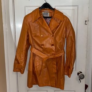 Bill Blass Vintage 80’s Orange Polyurethane Laminated Coat
